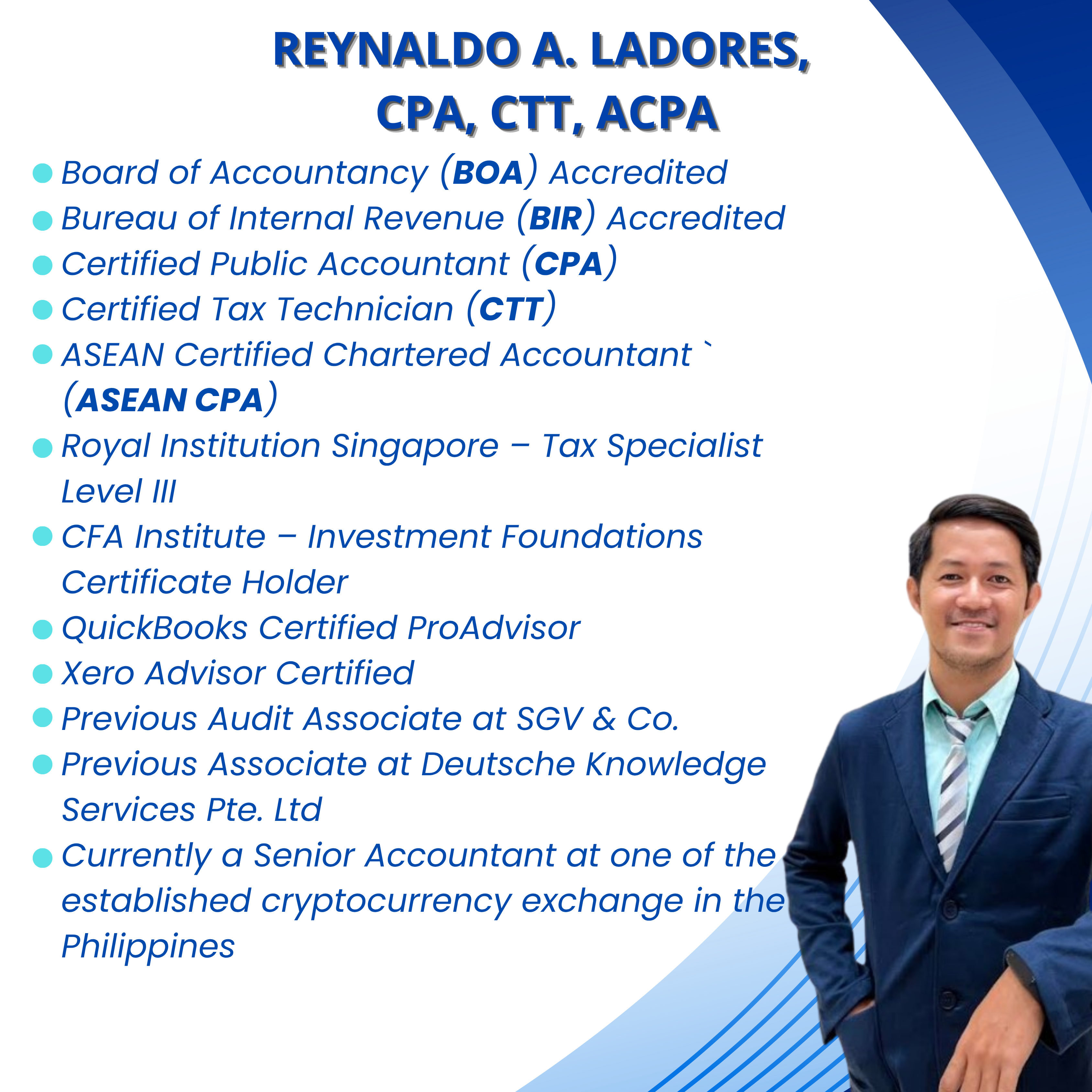 REY A. LADORES, CPA, CTT, ASEAN CPA